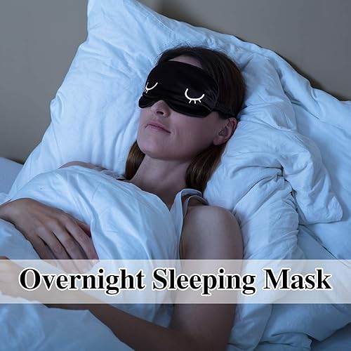 Miniatura 5 de 4 máscaras de seda para dormir para los ojos, lindas máscaras ligeras ajustables para sombras de ojos de noche de satén para mujeres y hombres,
