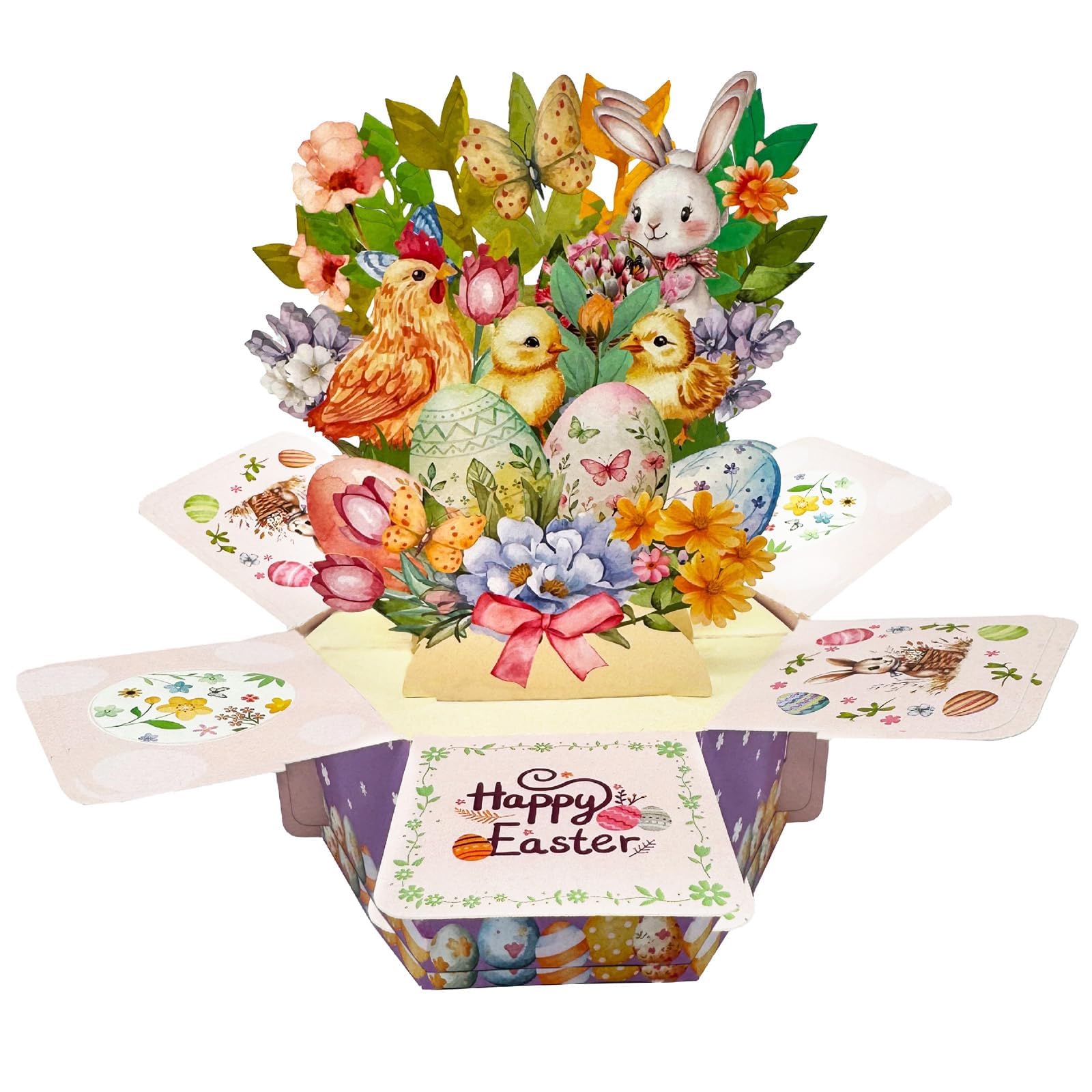 3D Pop Up Easter Cards for Kids Easter Eggs Bunny Baskets Pop Up Cards Happy E-aster Greeting Cards for Kids Children E-aster Gift Cards with Envelopes, 22.5 × 21.5 × 19.5 cm