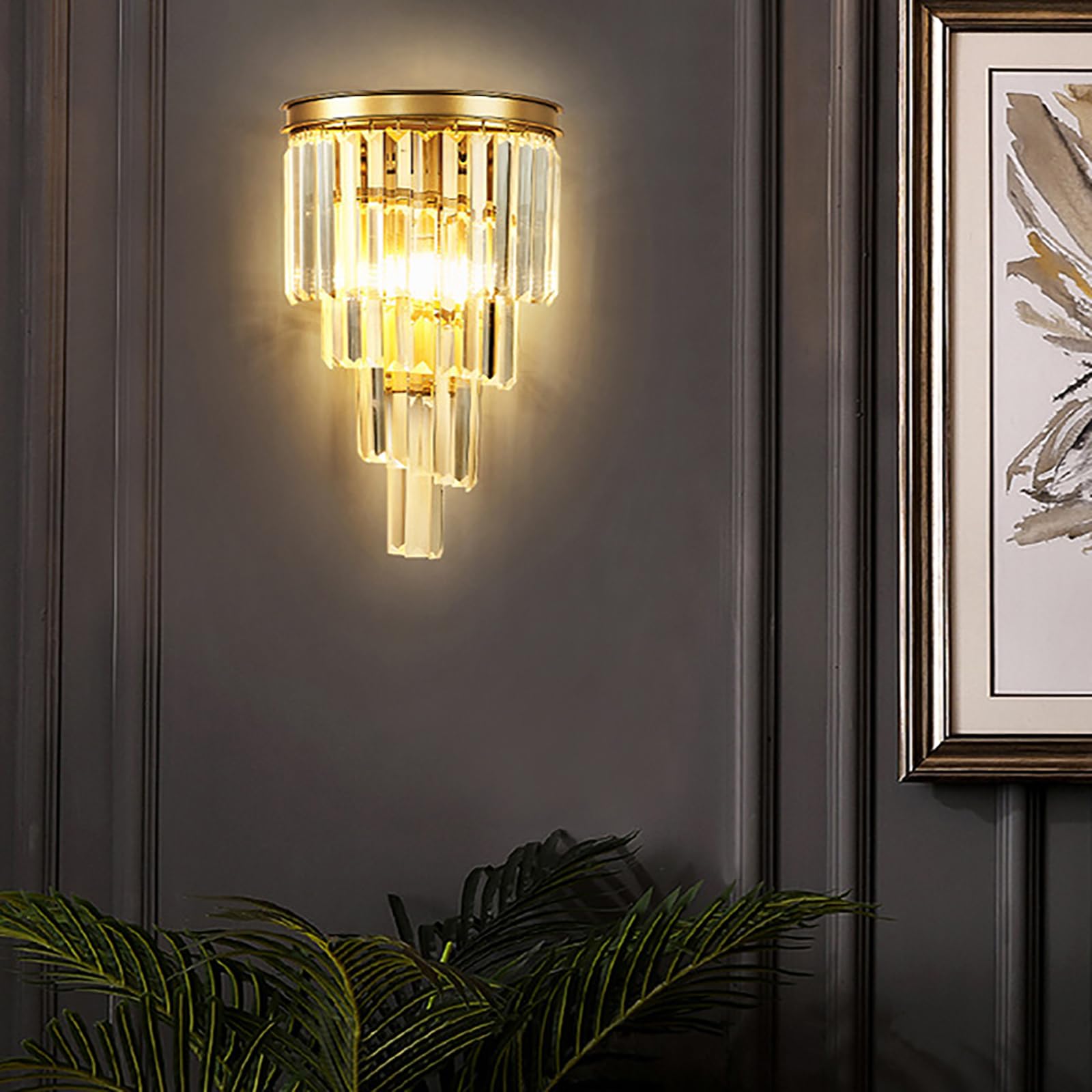 SXWNBIFH wall lamp LED Indoor Wall Lamp, Modern Crystal Wall Sconce Lights, Wall Lamp Industrial Wall Lighting Fixtures E14, For Restaurants Galleries Aisle Kitchen Room Doorway Living Room(Not Inclu