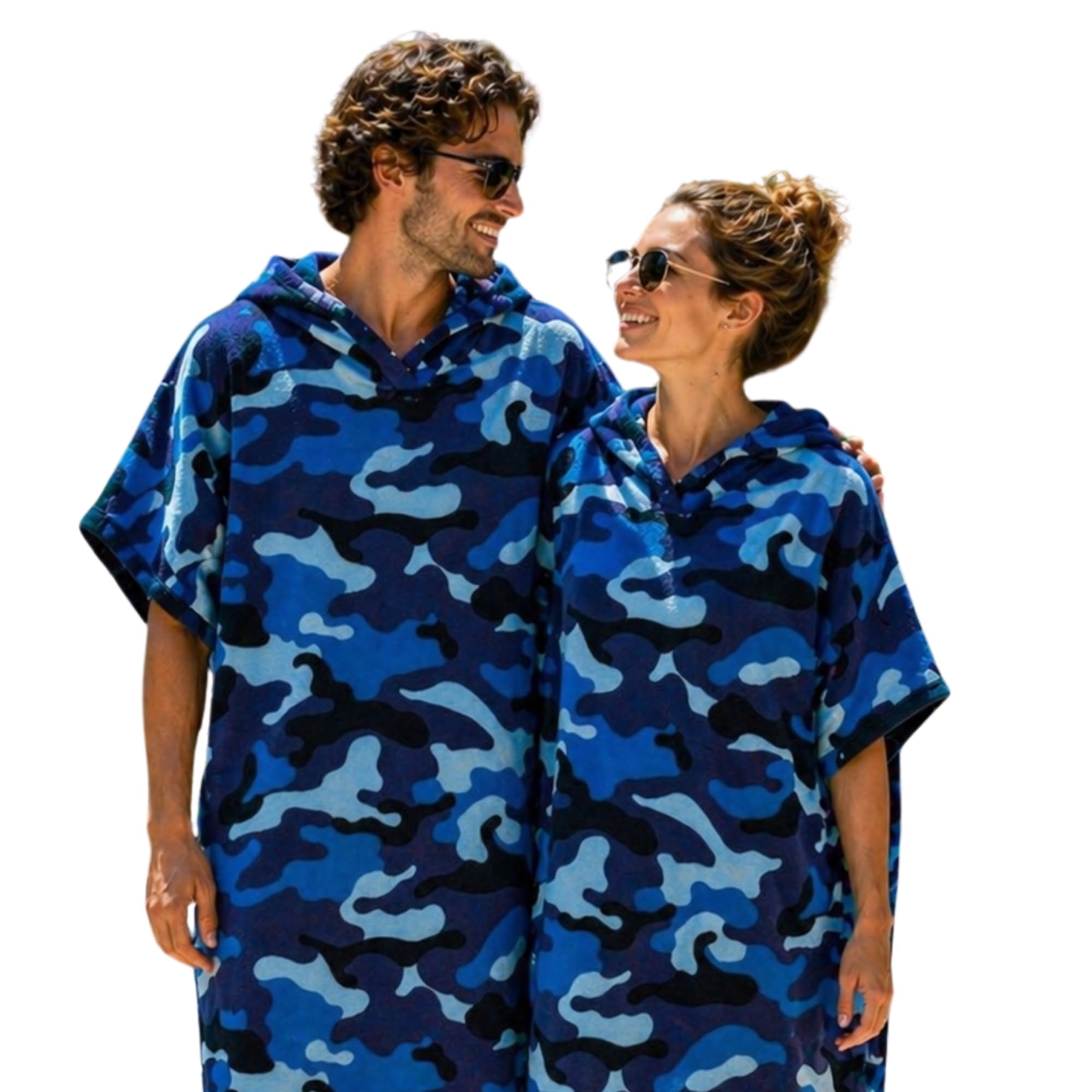 Dolce Vari Adult Hooded Towel Poncho Changing Robe Unisex Beach Towel Quick Dry Soft Absorbent Swim Surf Changing Robe (Camouflage - Navy Blue)