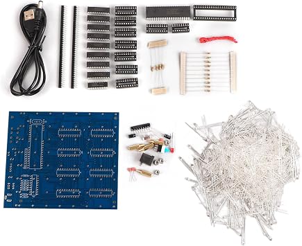 LED Cube DIY Kit, 8x8x8 3D Light Project with 512 LEDs, White Blue, Electronic Learning Set, STEM Gift for Kids Adults
