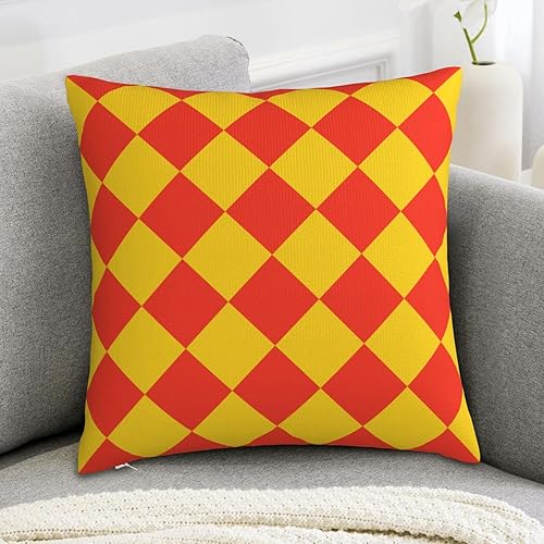 Miniatura 7 de Bright Red and Cyber Yellow Checkered Throw Pillow Covers Retro Pillowcase Sofa Decorative Cushion Cases for Home Decor Room Bed Sofa 18x18
