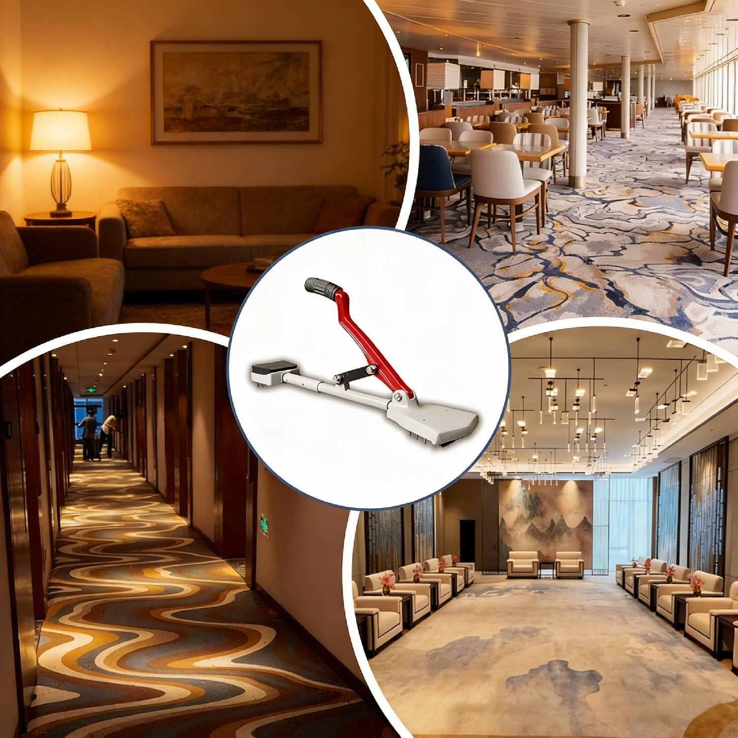 Kit de herramientas de estiramiento de alfombras, pateador sin rodilla para una fácil instalación de alfombras, equipo profesional de suelo para el hogar, oficina, hotel