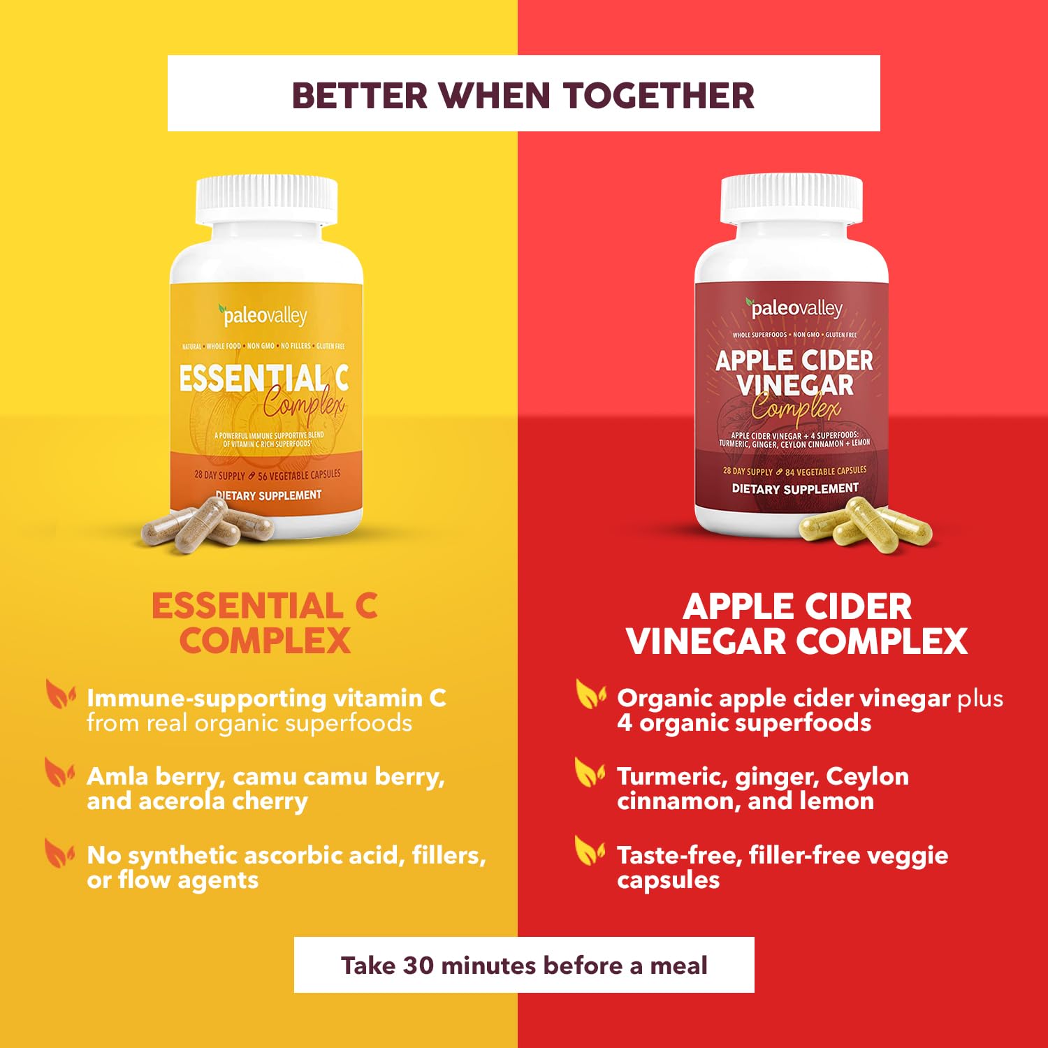 Paleovalley Essential C Complex, Whole Food Vitamin C Supplement, Organic Acerola Cherry, Camu Camu, Amla Berry, No Synthetic Ascorbic Acid, Immune Support Capsules, 450mg- Made in the USA — Amazon image 7