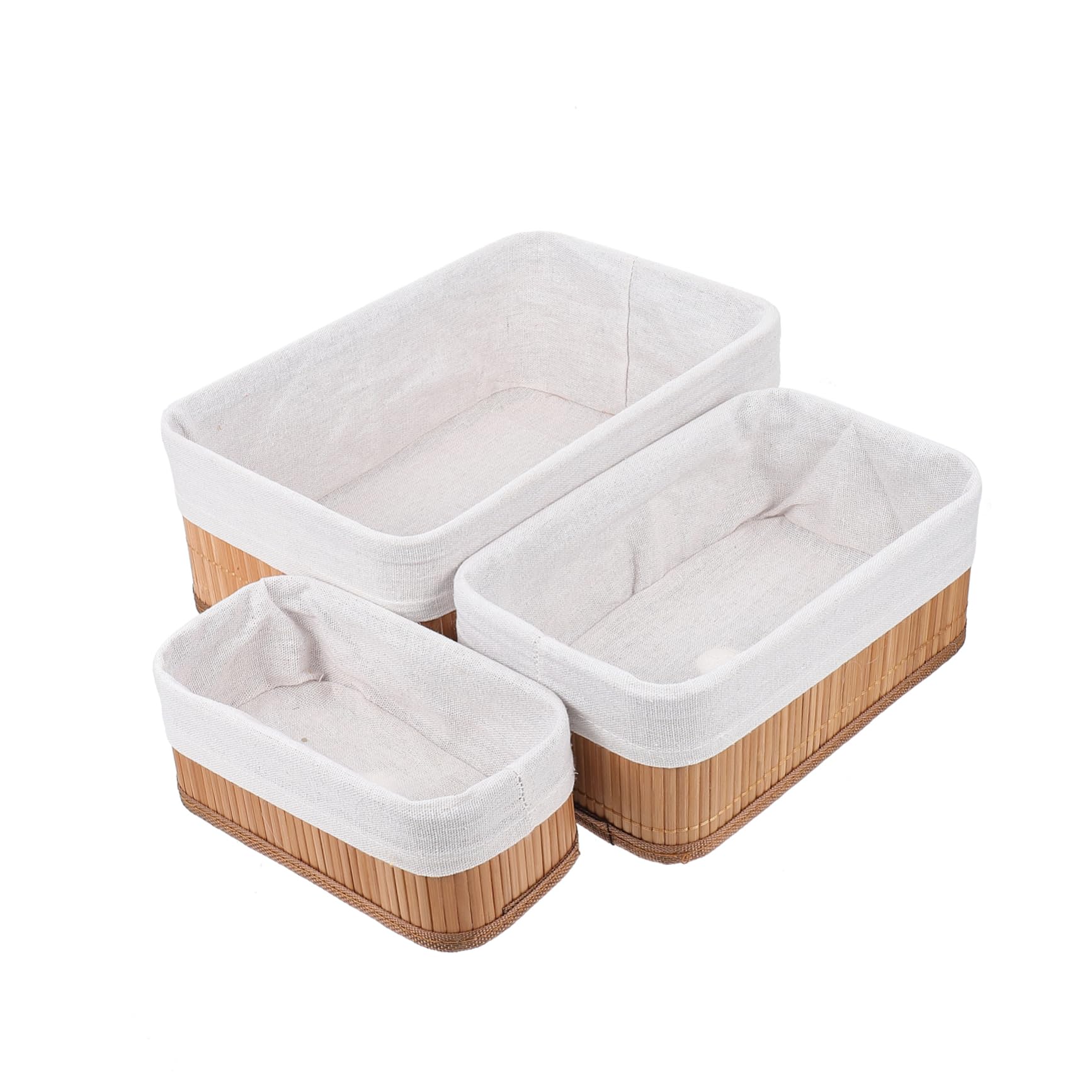 OFFSCH 3Pcs Woven Storage Basket Decorative Office Desk Baskets for Home Organization for Fruits Bread and Snacks Vintage Design and Stylish Office Accessory