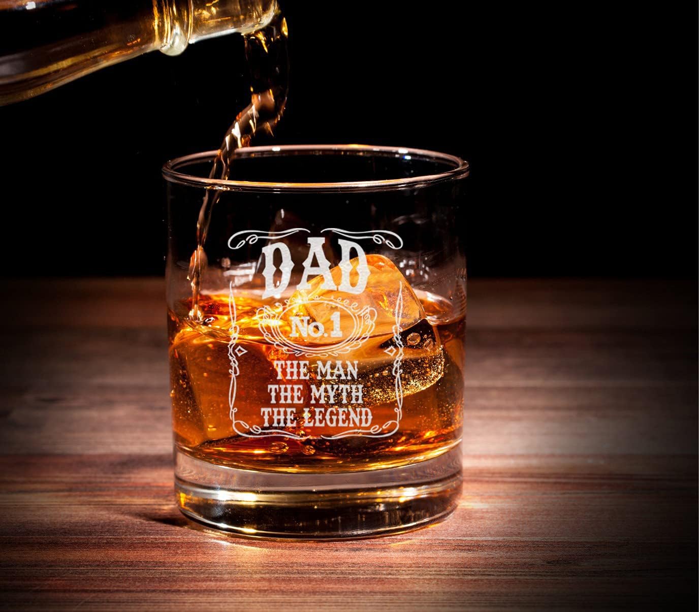 Dad The Man The Myth The Legend Number One Whiskey Glass - Drinking Glass for Dad - Image 2