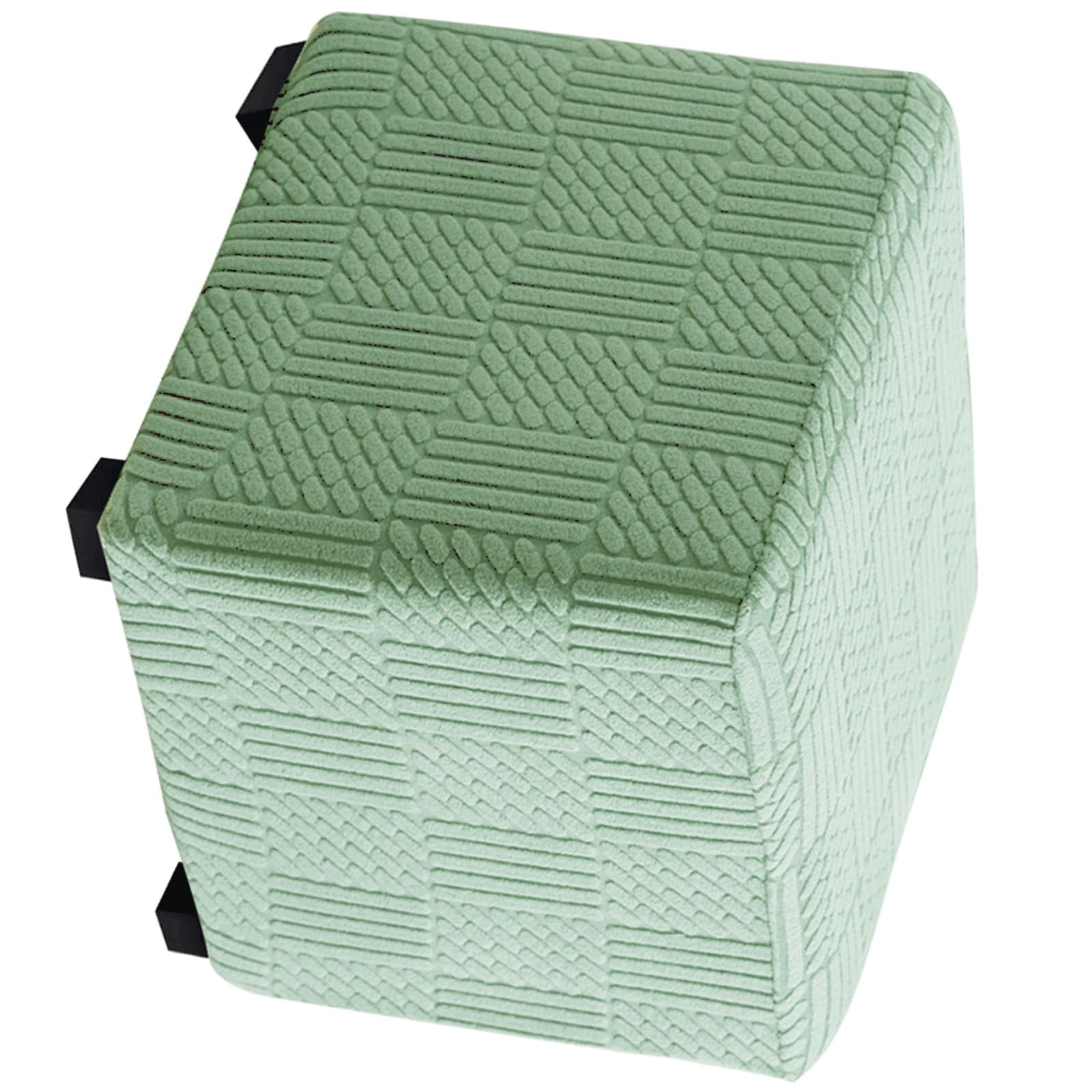 Square Ottoman Slipcover Cover Outdoor Interior Small/Large Footstool Protector Covers Stool Ottoman Covers Stretch with Elastic Bottom, Feature Textured Fabric Machine Washable(A7,12-17inch/33-45cm)