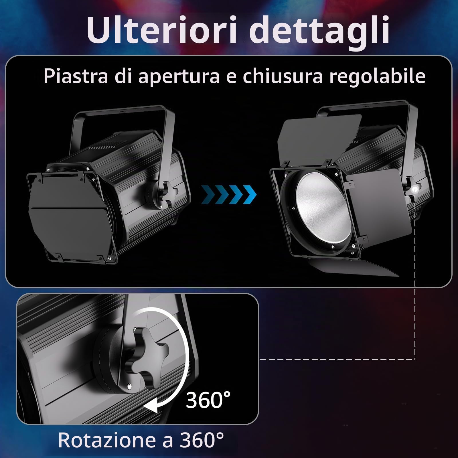 200W COB LED Par faretto 6 in 1 RGBWA+UV Luci da Palcoscenico 3500~7500 K par led con DMX/Sound/Master-slave COB luce Fari per palco, DJ, feste, matrimoni, chiese dramma