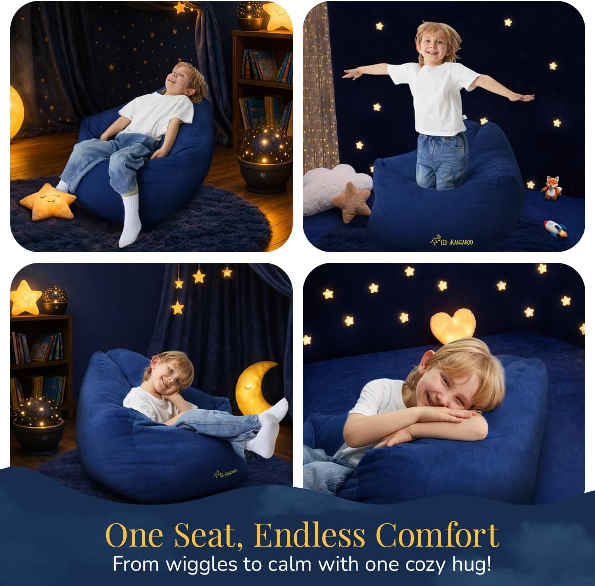 TED KANGAROO CloudNest Sensory Chair for Kids – ExtraPlush Foam Sensory Triangle Chair, Shredded Foam Fill for Children