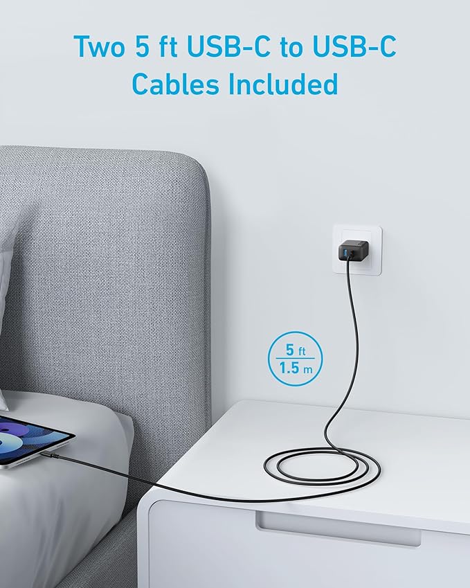 Cargador USB C Anker 20W 2 Puertos con Cable USB miniatura 3