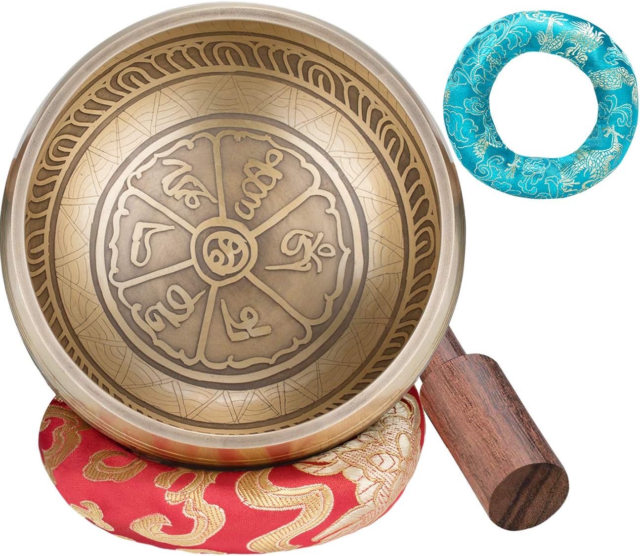 CAHAYA Singing Bowls Tibetan with 2 Cushions 4.3 Inches Meditation Sound Bowl Handcrafted in Nepal for Yoga, Deep Relaxation, Stress Reduction, Holistic Healing, Reiki etc.