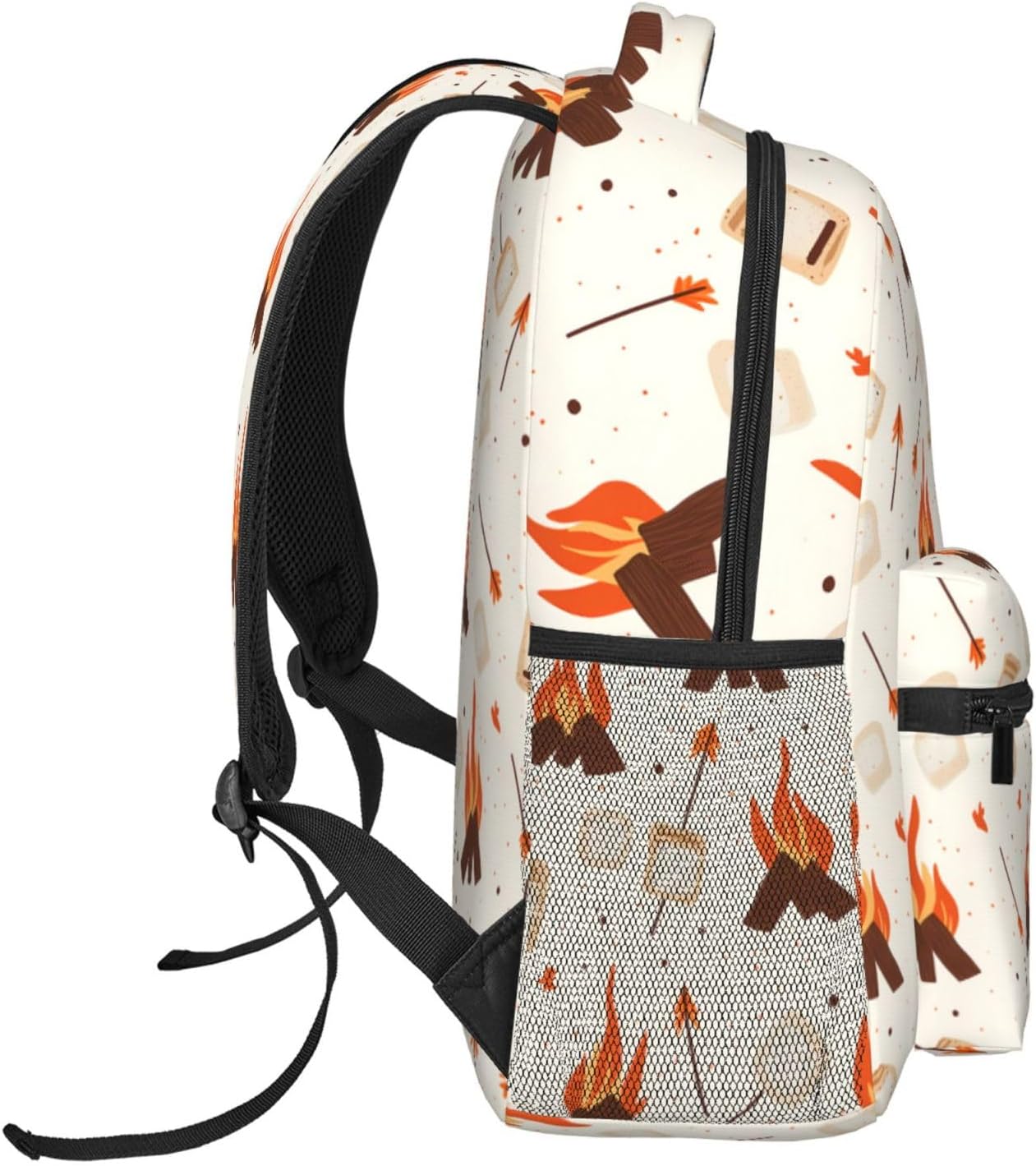 Rustic Campfire Backpack,Polyester Backpacks with Straps,11.4inx5.9inx15.7in,Marshmallow and Fire Multi-Pocket Storage Bookbag,Ideal For School Work Travel Hiking,Kids Teens Gifts