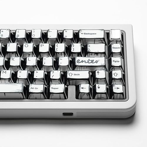 Miniatura 5 de Teclas PBT estilo manga blanco 141 teclas Cherry Profile Dye Sub Retro Teclas para teclado mecánico