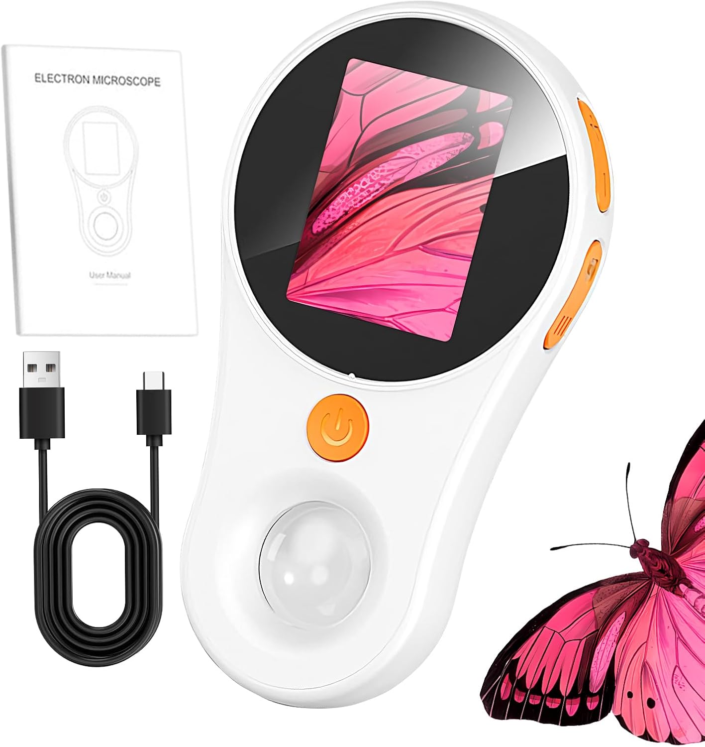 Portable Digital Microscope | Magnifier for Children, Pocket Magnifier for Minerals Watches with IPS Screen and 500X Magnification