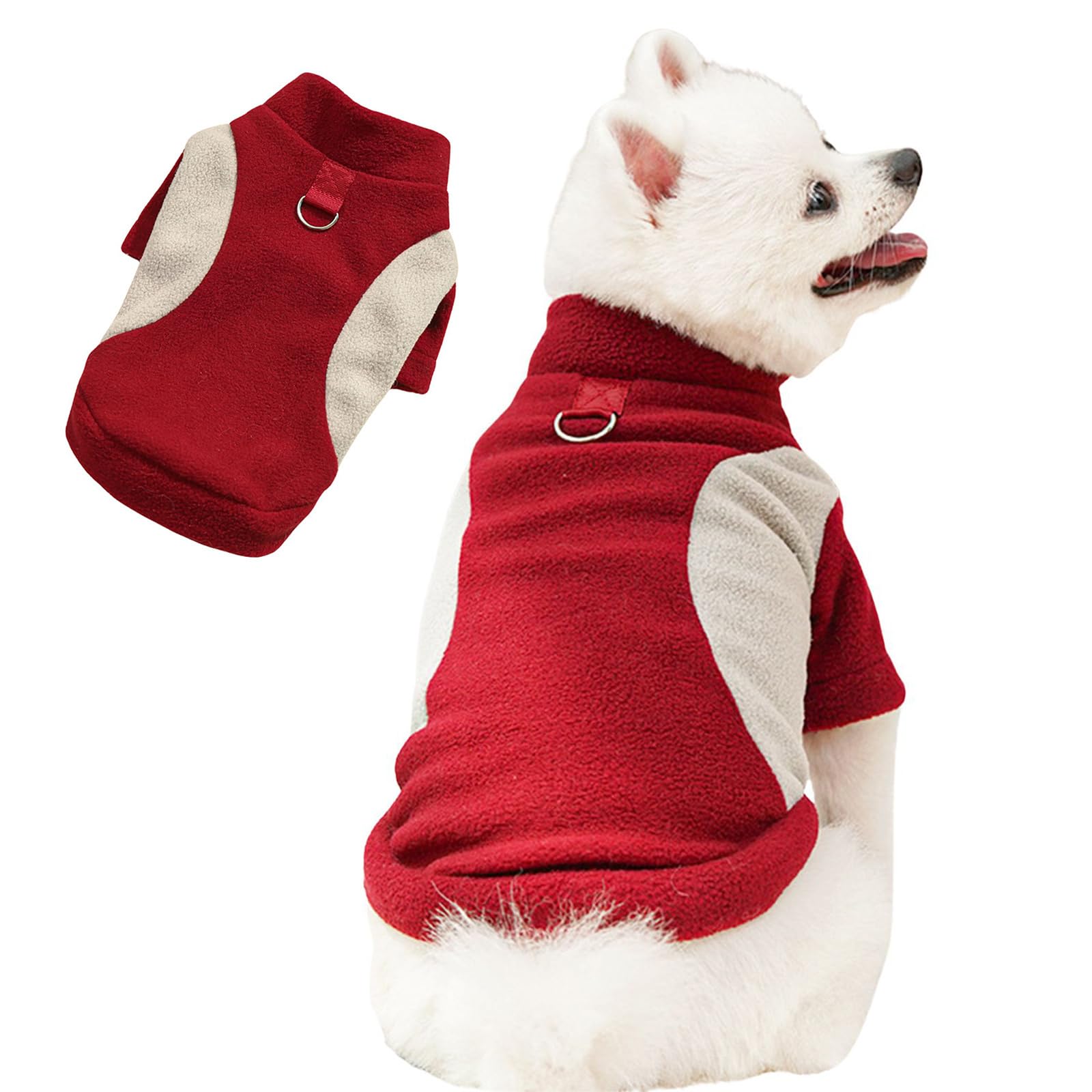 BT Bear Dog Warm Sweater Coat,Fleece Winter Sweatshirt Pullover Dog Jacket with D-ring for Medium Large Dogs,Red_6XL