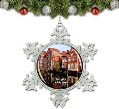 Belgium Historic Centre of Brugge Bruges Christmas Ornament Tree Decoration Crystal Metal Souvenir Gift