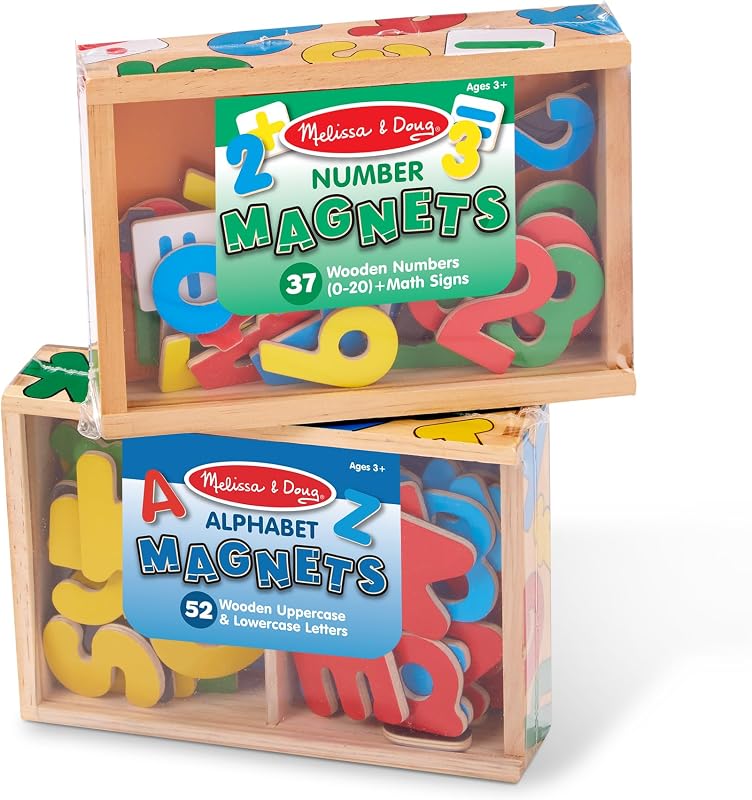 Deluxe Magnetic Letters and Numbers Set – 89 Wooden Alphabet Magnets & Numbers, Educational Learning Toys for Preschool Kids Ages 3+