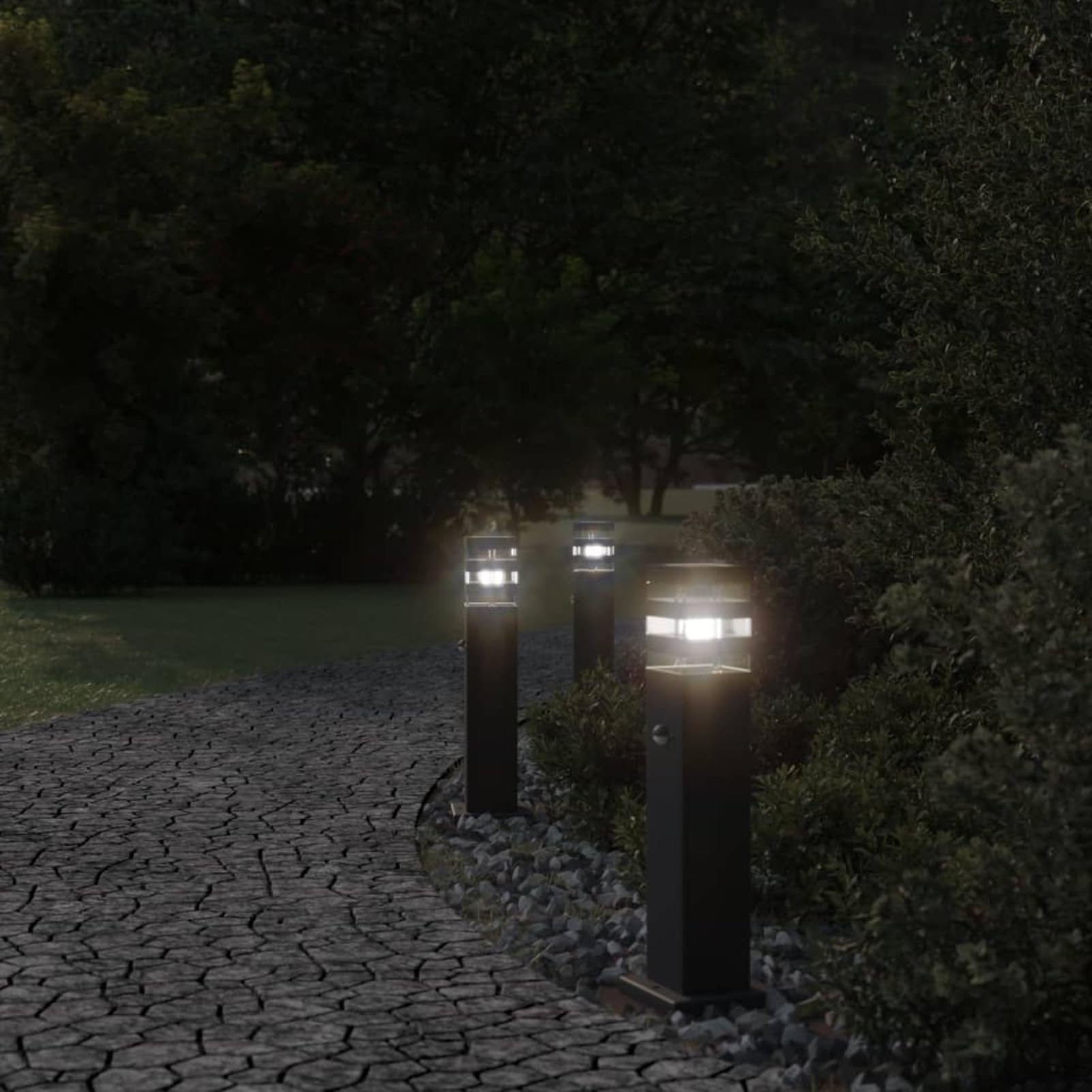 LAPOOH Lampada da Terra per Esterni con Sensore Nera 50cm in Alluminio,Lampade da Terra,Lampada da Terra Moderna,Lampade da Terra per Soggiorno-4006399