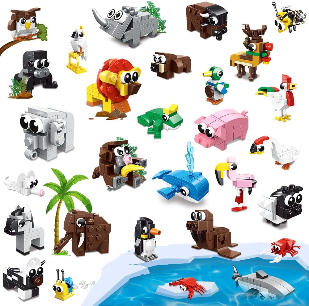 HOGOKIDS Animals Building Blocks Toys - 30 in 2 Creator Mini Animal Sets 867 PCS Building Bricks for Kids Age 6 7 8 9 10 | Construction Playset STEM Creative Bricks Kits for Boys Girls Birthday Gifts