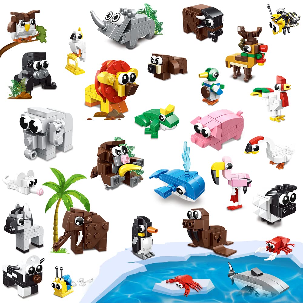 HOGOKIDS Animals Building Blocks Toys - 30 in 2 Creator Mini Animal Sets 867 PCS Building Bricks for Kids Age 6 7 8 9 10 | Construction Playset STEM Creative Bricks Kits for Boys Girls Birthday Gifts
