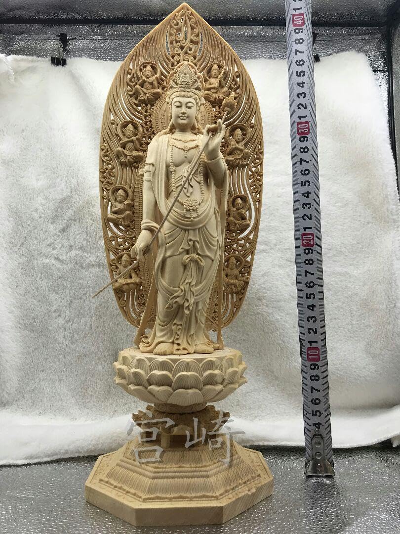 Amazon.co.jp: 崎観音菩薩立像 商売繁盛 木彫仏像 供養仏 仏師彫り 