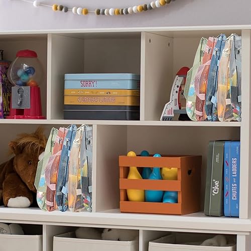 Miniatura 5 de Paquete de 10 bolsas de malla de colores con cremallera, juego de bloques de construcción de rompecabezas de nailon de doble capa, almacenamiento y