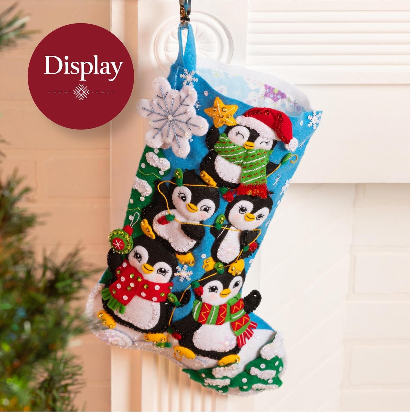 Bucilla Snowflakes Stocking Liner, 18" Pre-Sewn Insert Perfect for Holiday DIY Arts and Crafts Projects, 89673E