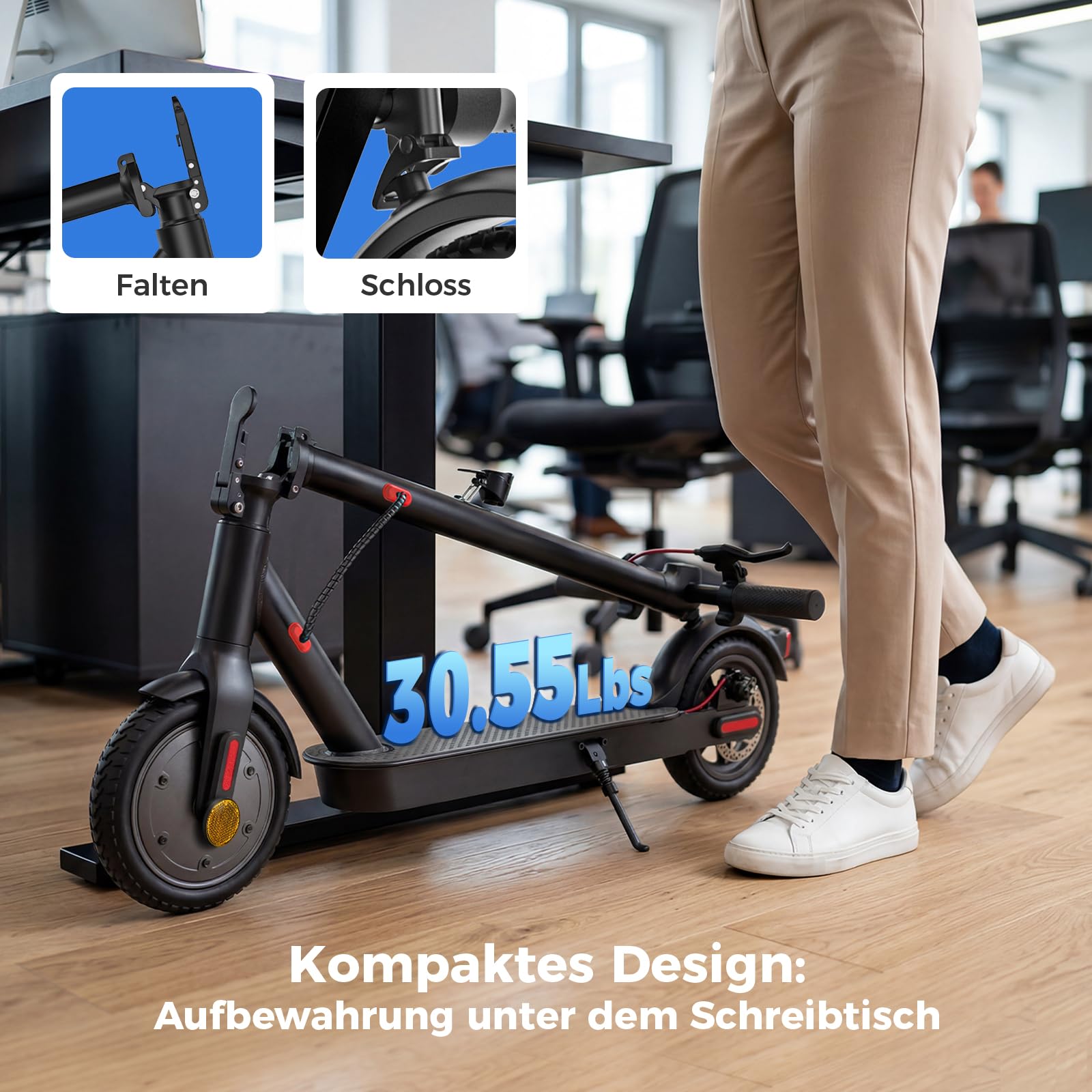 E Scooter mit Straßenzulassung | 8,5 Zoll Wabenreifen 30 km Reichweite 350W Motor | 20km/h Elektroroller mit Smart APP, LED & Duales Bremssystem bis 120kg, Leicht Kompakt & Stabil Für Pendler