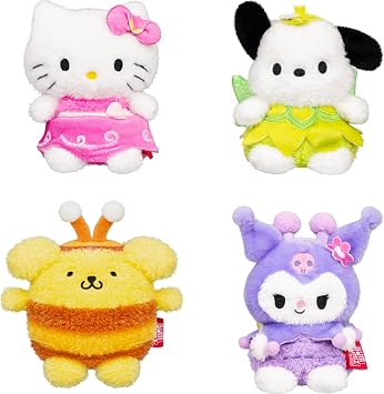 BumBumz 4.5-inch Hello Kittyand Friends FairyGardenBumz 4-Pack - Hello Kitty & PochaccoTM Fairies, KuromiTM Butterfly, PompompurinTM Bumble Bee - 3+