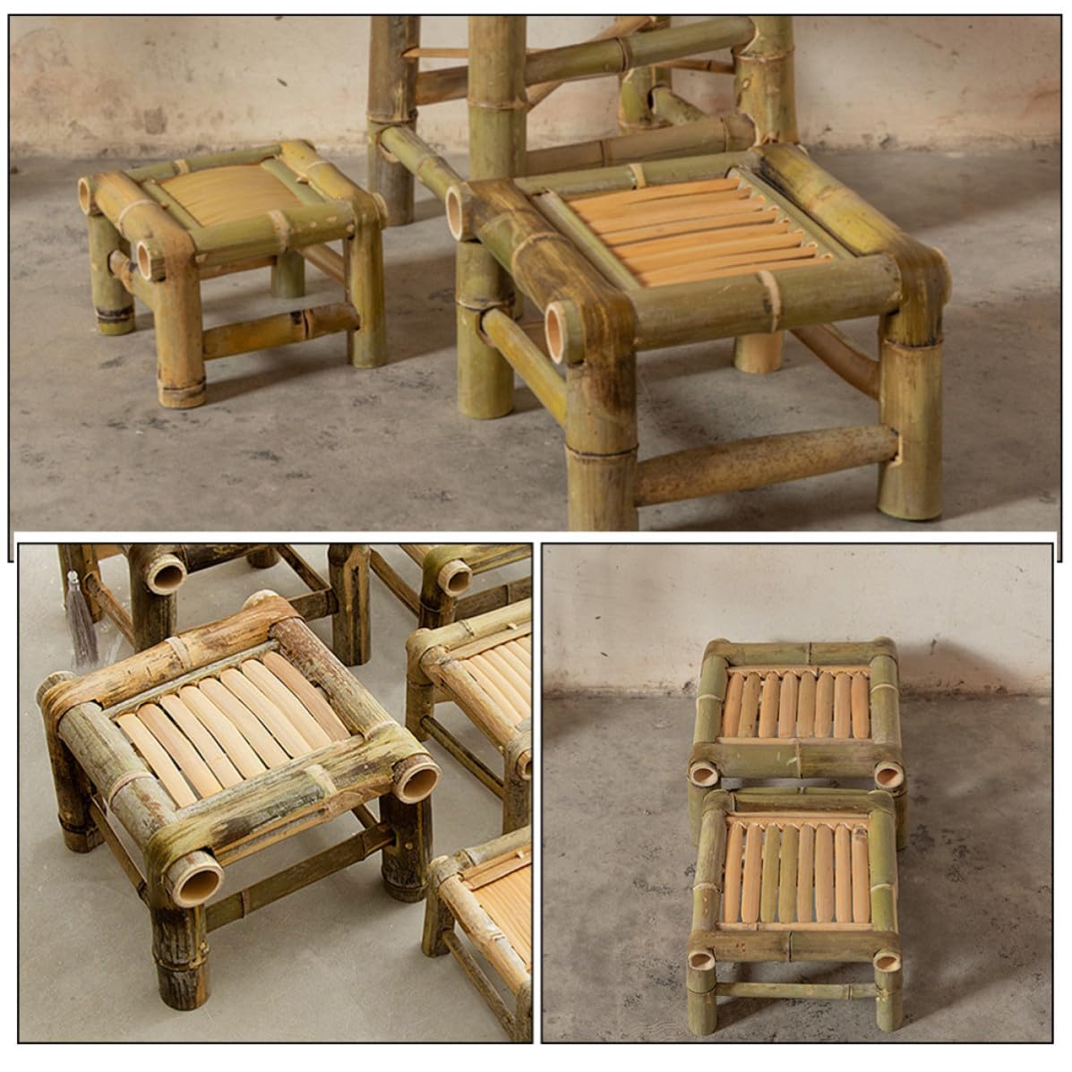 GLEAVI Taburete de Bambú, Taburete Retro de Bambú, Estilo Antiguo, para Disfrutar del Té Ducha, Natural y Seguro