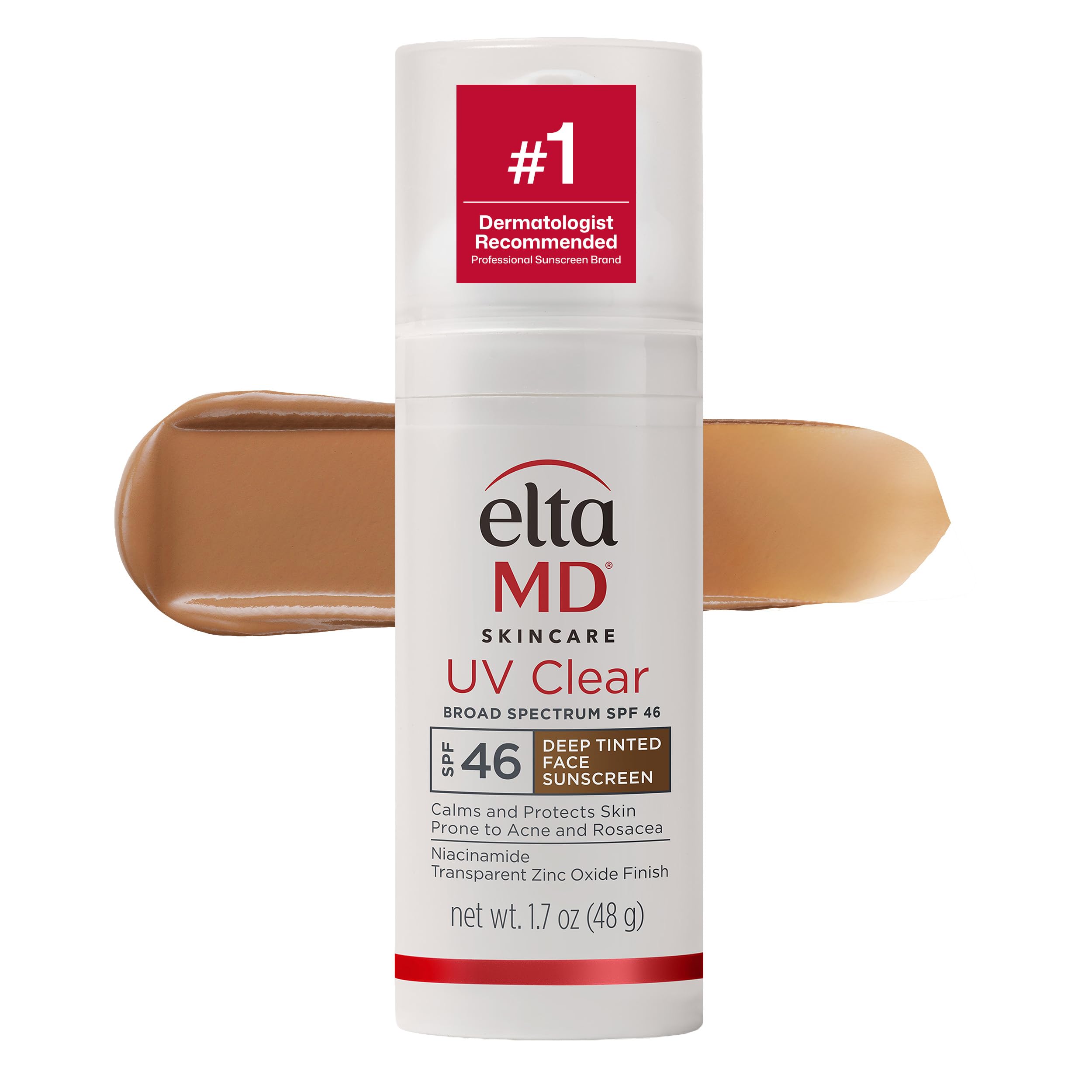 EltaMD UV Clear Deep Tinted Face Sunscreen SPF 46, 1.7 oz Pump | Broad Spectrum Protection for Deep Skin Tones - main product image