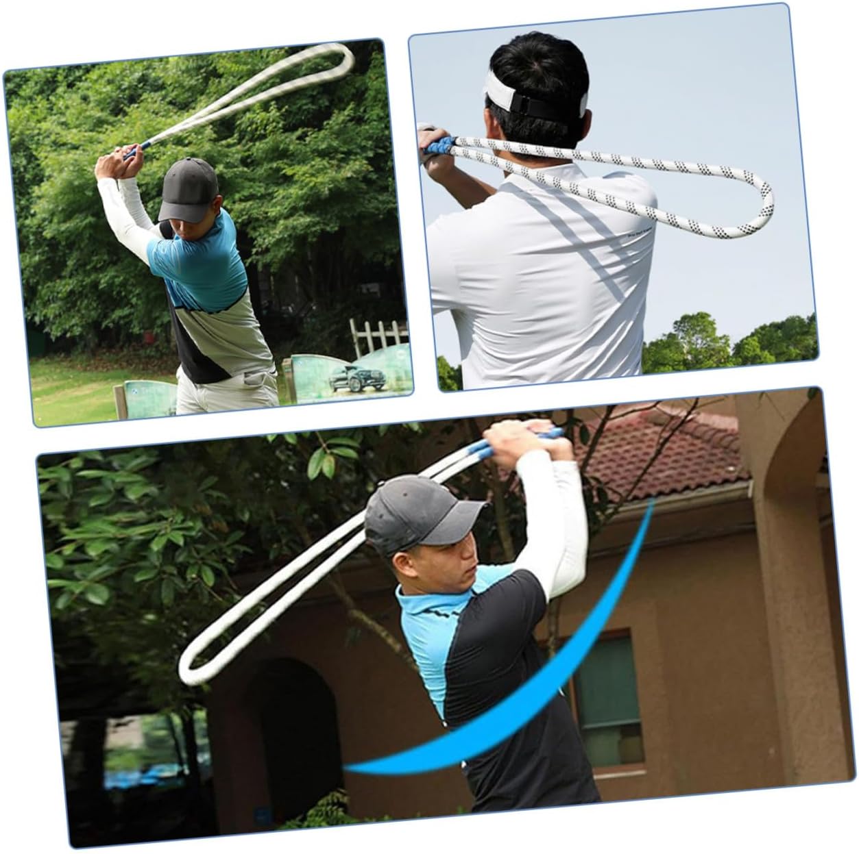 Golf Swing Trainer Power Rope for Improved Swing Speed and Rhythm Portable Golf Training Equipment for Indoor Outdoor Use White Swinging Practice Aid for All Levels