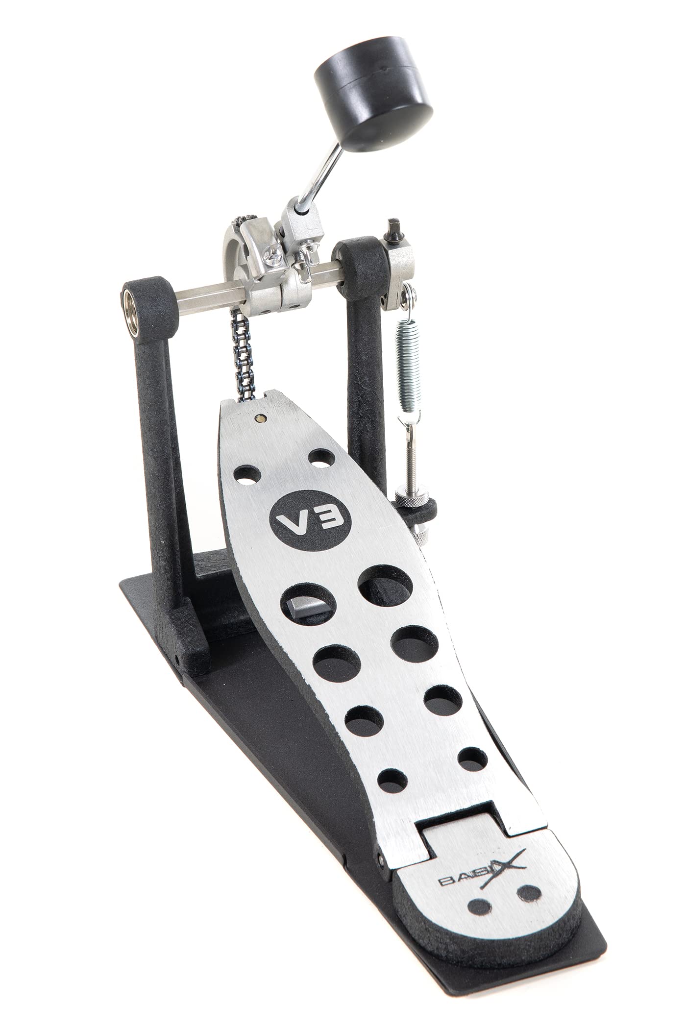 Pedal de Bombo PD-600-V3 modelo de doble tubo, negro rugoso, base antideslizante