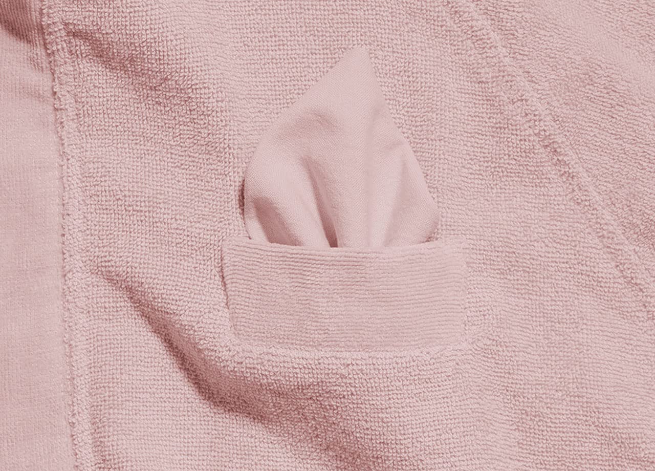 Accappatoio con Cappuccio in Morbida Spugna Tinta Unita Modello Joy Rosa L-XL Rosa