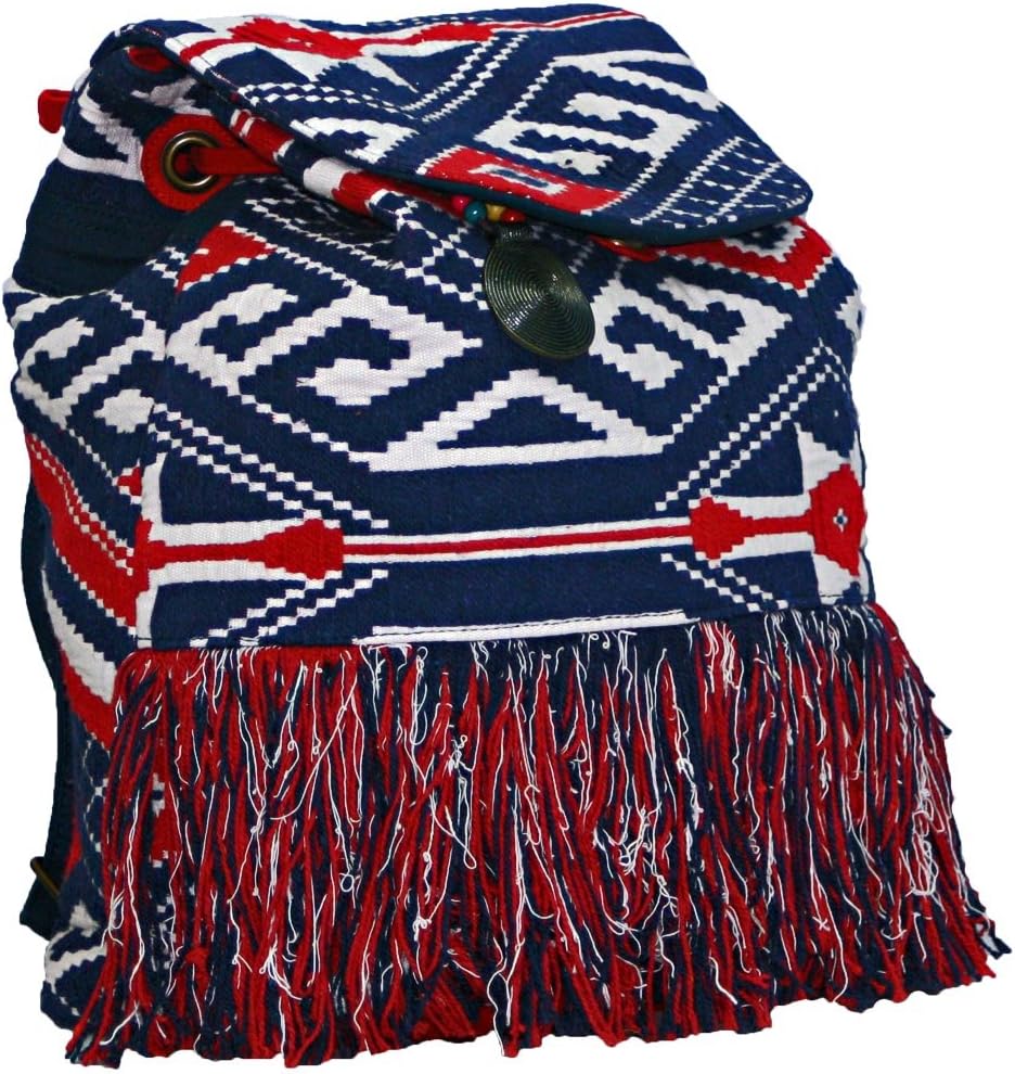 Red White and Blue Fashion Fringe Multipurpose Cotton Backpack