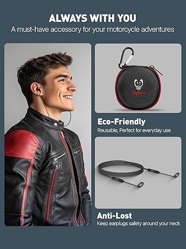 Miniatura 6 de Tapones para los oídos de motocicleta, reducción de ruido del viento y protección auditiva premium, tapones para los oídos reutilizables de 27 dB
