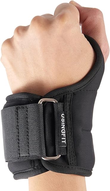 USINGFIT Wrist Weights with Thumb Loops Lock for Women Men 0.5kg * 2 / 1kg * 2 Ankle Weights Arm Hand Leg Weighted Gloves Sand Bags Ladies Sandbag Walking Running Gym Fitness Training