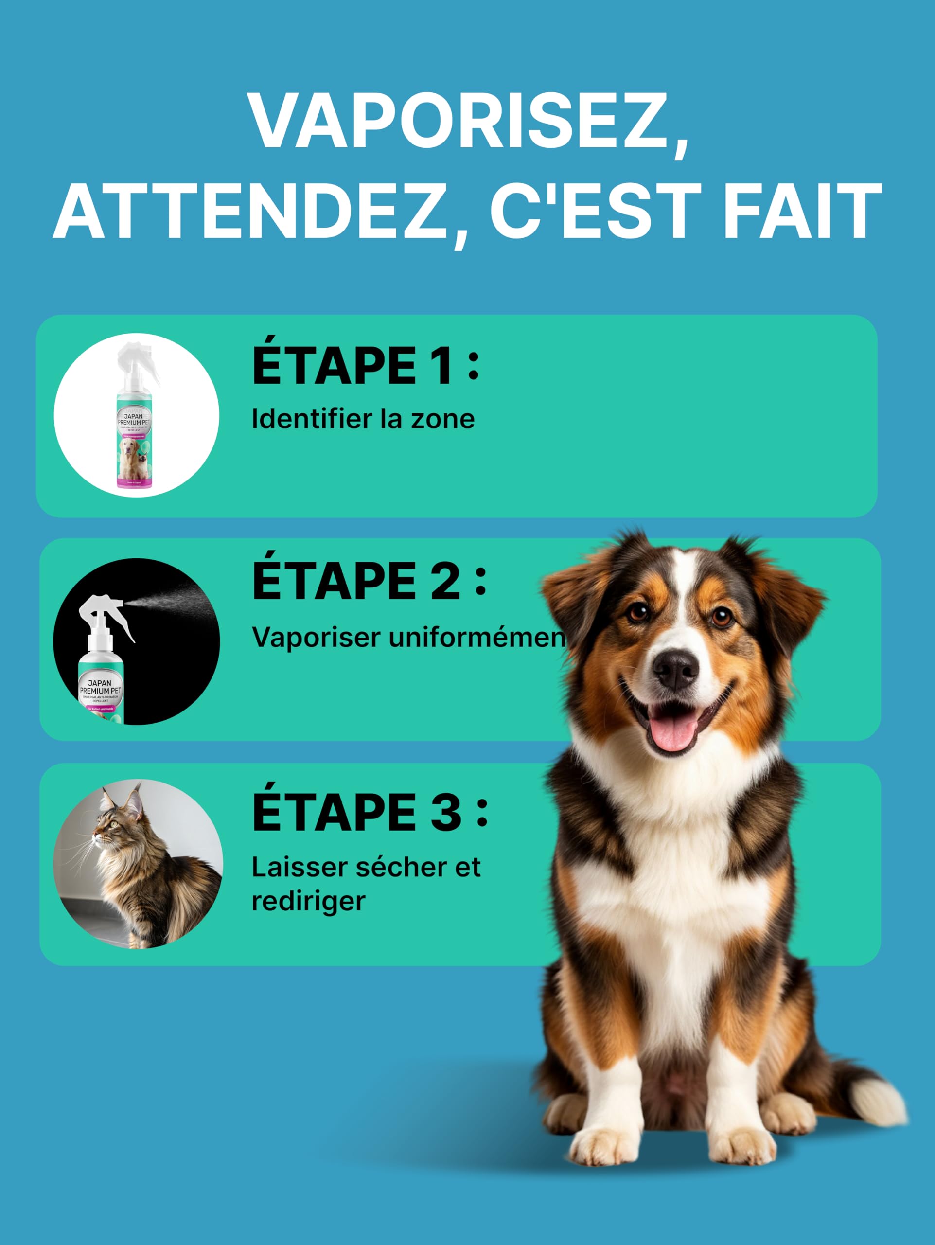 Spray Anti-Pipi pour Chiens et Chats | Spray Répulsif pour Chats | Spray Dissuasion pour Chiens | Répulsif Chat Intérieur | Empêche les Chiens d’Uriner à la Maison | Spray Anti-Pipi 200 ml