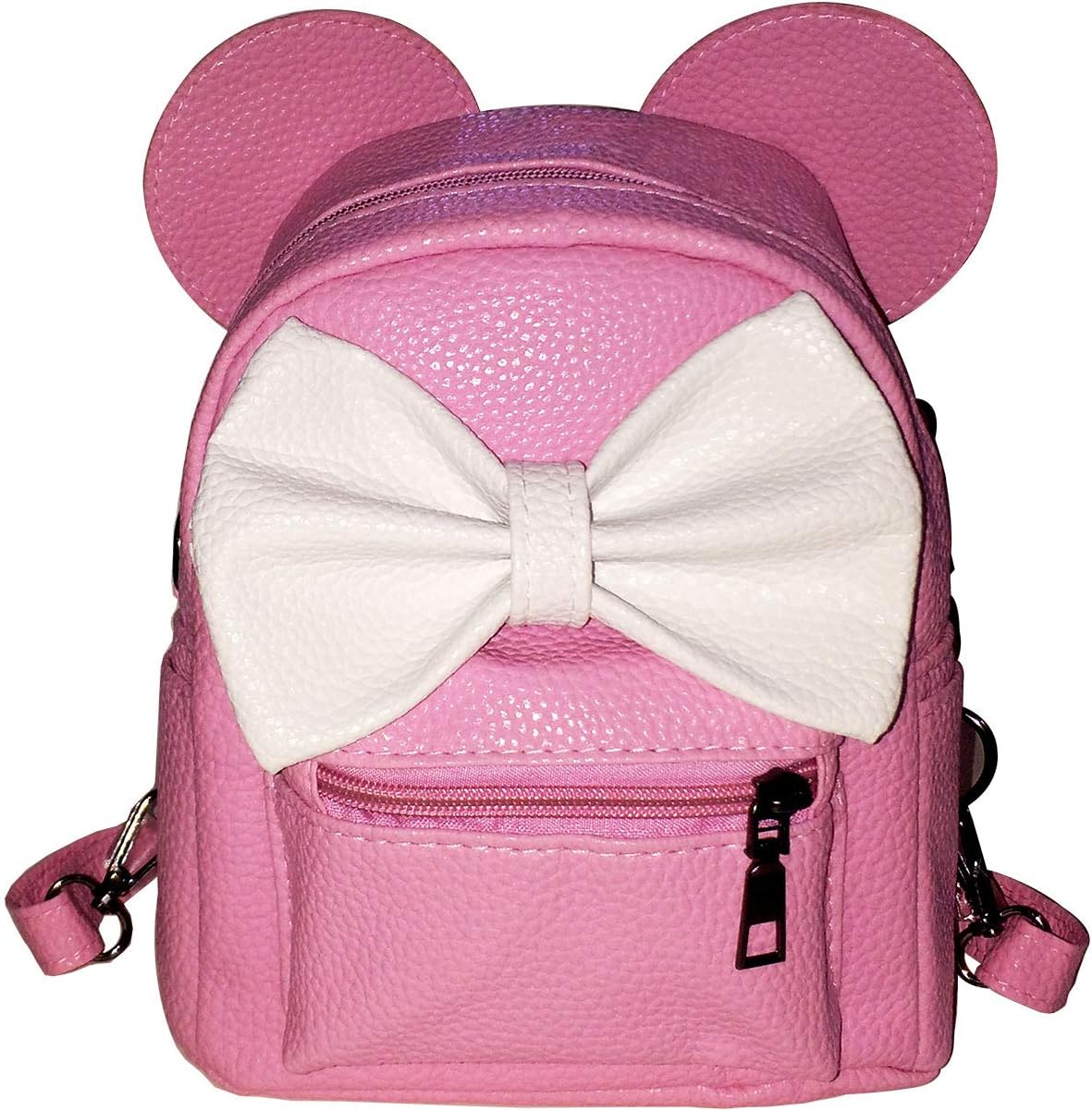 Senggesi Mini Bag Shoulder Pu Cute Bow Ultra-Small Backpack (Pink)