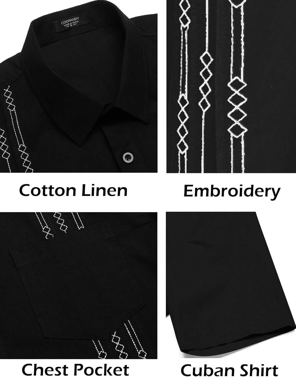 COOFANDY Mens Cuban Guayabera Shirt Short Sleeve Linen Button Down Shirts Casual Summer Beach Tops - Image 5