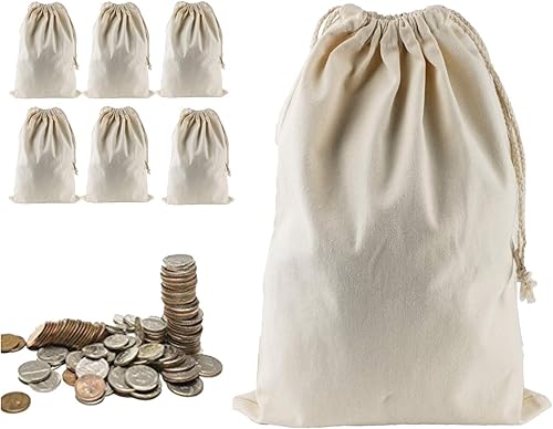 Lanyani Lot de 6 sacs de monnaie de banque avec cordon de serrage pour billets e