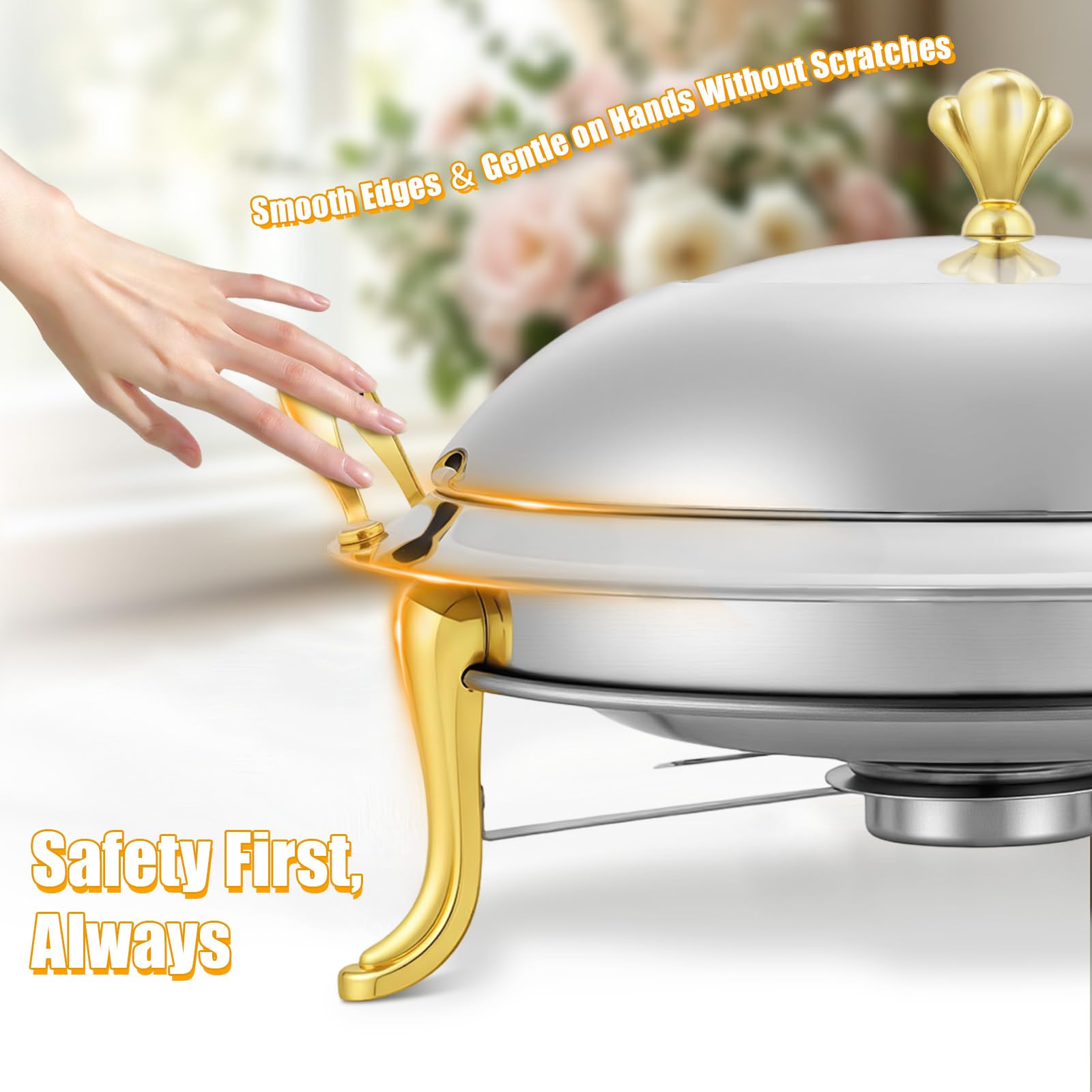 Contenitore rotondo Chafing Dish da 3 l, in acciaio inox, con coperchio, contenitore termico per buffet catering gastro e feste