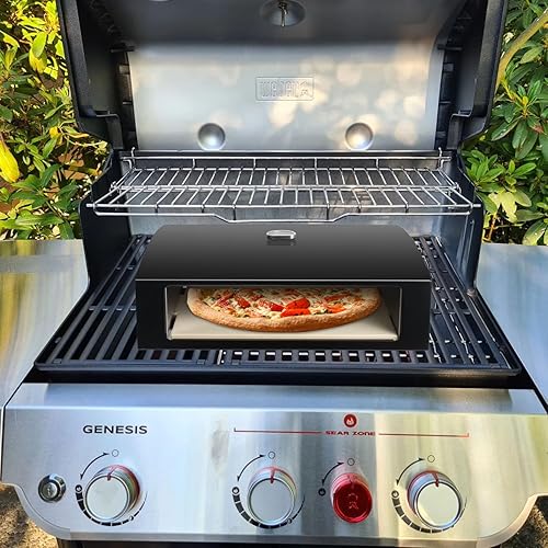 Miniatura 8 de Horno de pizza de cara abierta para parrilla, parrilla portátil con parte superior plana para pizza con piedra para pizza, cáscara de pizza y