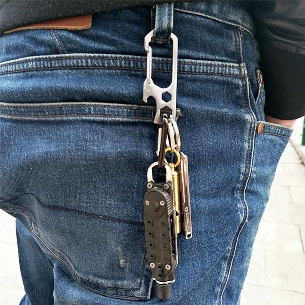 SagaSave Portachiavi In Lega Di Titanio (2 Pezzi) – Antismarrimento, Multiuso, Per Chiavi, Torcia, Campeggio E Attrezzatura Outdoor