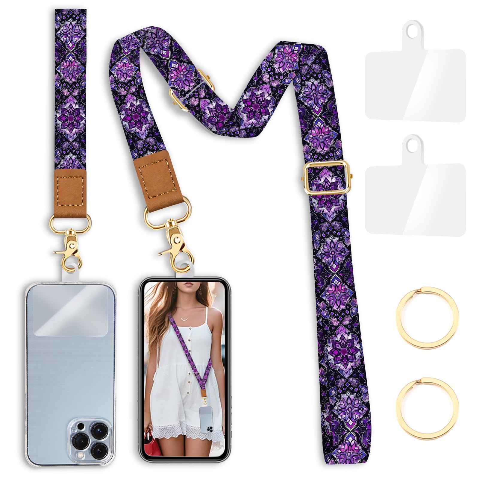 Yonlevres Phone Lanyard Crossbody Strap Wrist Neck Adjustable Women Boho