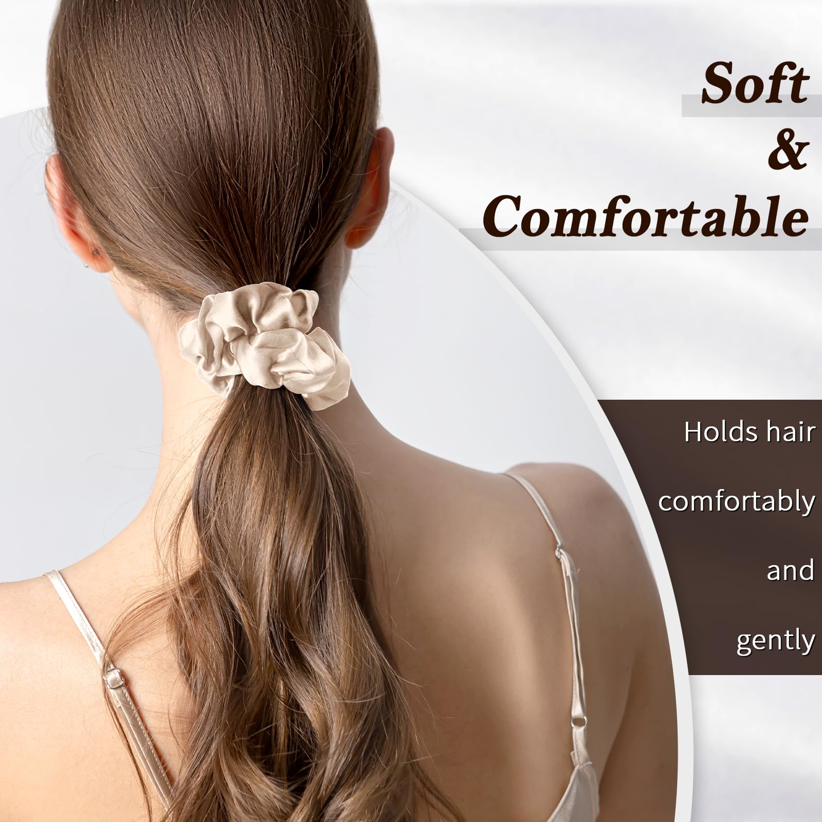 DAISYSILK 100% jedwabna opaska do włosów z morwy jedwabna gumka do włosów dekoracja do włosów bez uszkadzania włosów zapobiega puszeniu się włosów, 1 opakowanie, szampańska