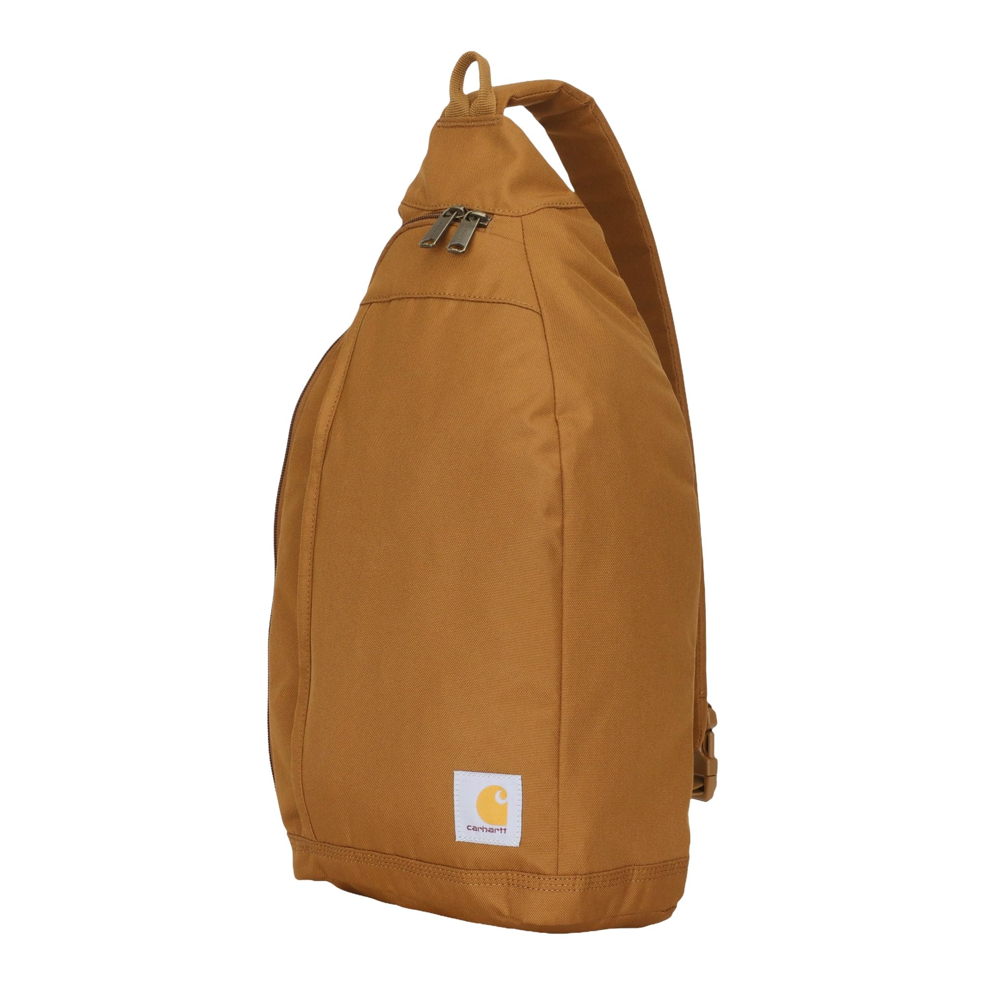 Carhartt Durable Sling Bag, Crossbody Backpack with Side Release Buckle, Tablet Sleeve and Adjustable Strap, Carhartt Brown, 10L
