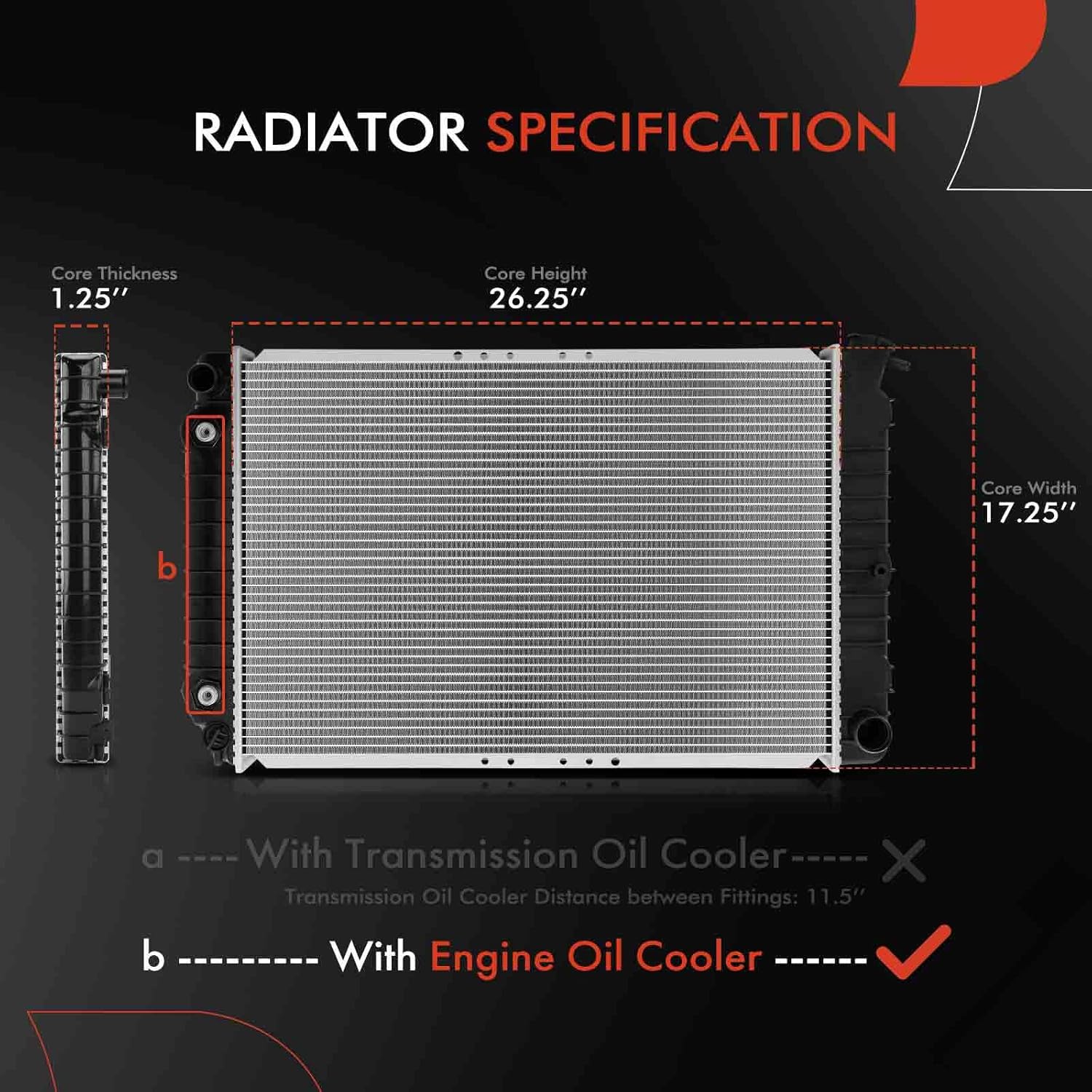 A-Premium Engine Coolant Radiator Assembly with Engine Oil Cooler Compatible with Buick Century & Chevrolet Celebrity & Oldsmobile Cutlass Ciera Cruiser & Pontiac 6000, Replace# 8010738, 3049483