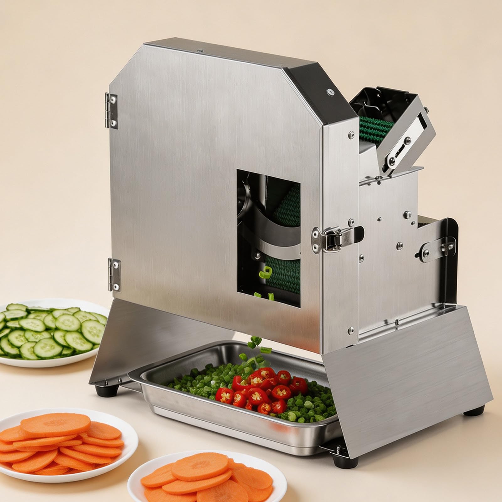 SHAHRYAR Commercial Vegetable Slicer 100 Kg/H Gastronomie 2000 RPM | 3-Kurvensichelmesser Für Zwiebeln, Kartoffeln, Track-Einzug Mit Schutzabdeckung Für Sicheres Tägliches Meal Prep