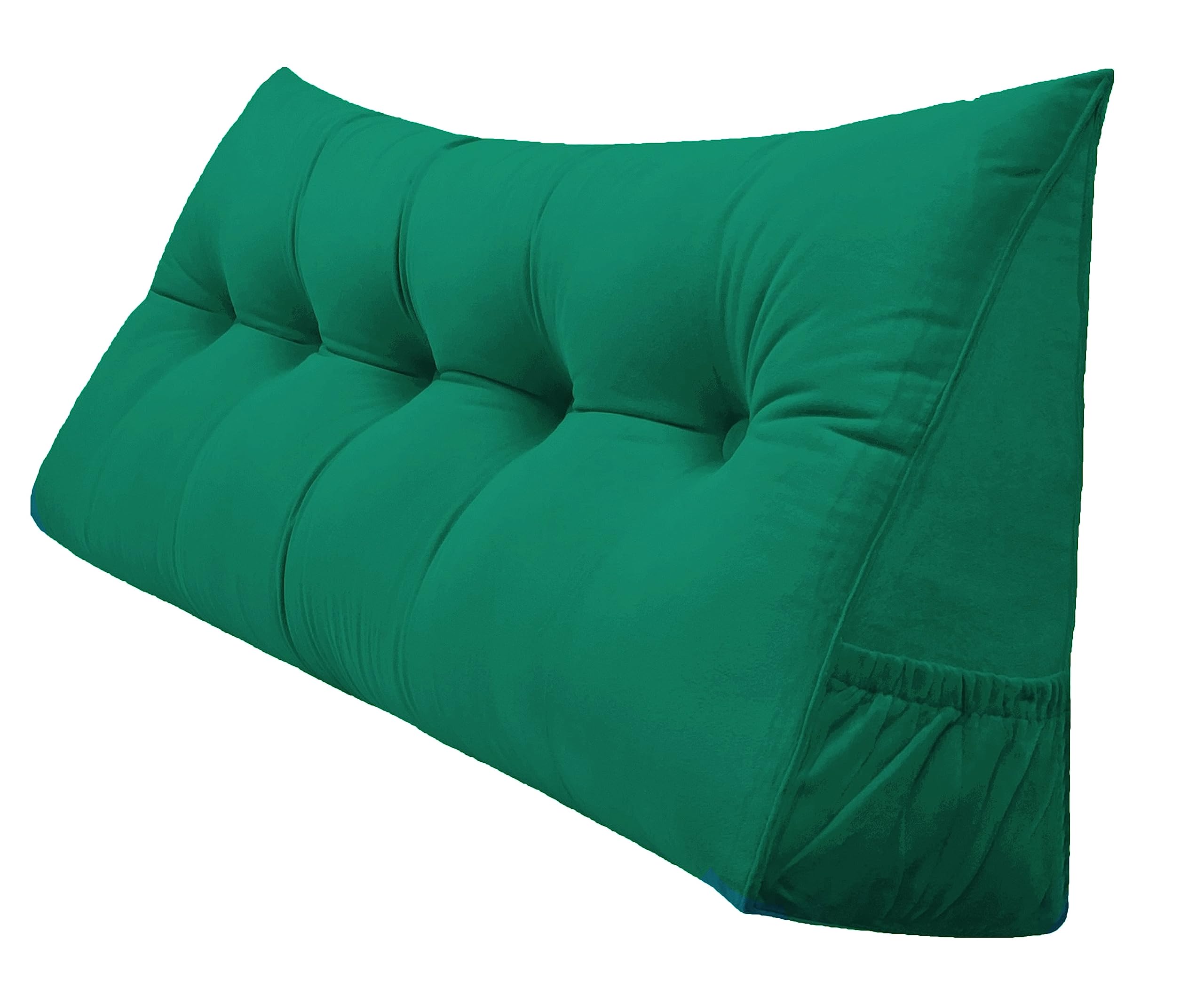 Peachwell Triangular Reading Bed Rest Pillow Large Bolster Cushion Headboard Backrest Wedge Pillow with Removable Cover and Two Large Side Pockets (